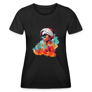 Urbane Mama - Frauen Funktions-T-Shirt - Schwarz - Vorne - AI Model Female 172 light (172cm)