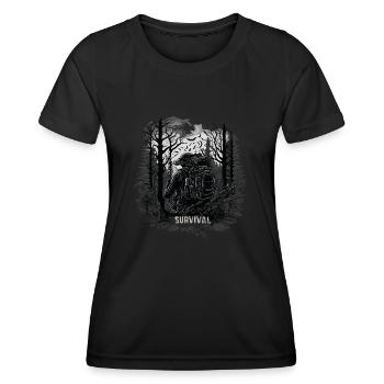 Survival Ausrüstung Pfadfinder Natur Survival-Fan - Frauen Funktions-T-Shirt - Schwarz - Vorne - AI Model Female 172 light (172cm)