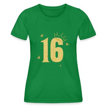 16e anniversaire couronne doré - T-shirt sport Femme - vert - Devant - AI Model Female 172 dark (172cm)