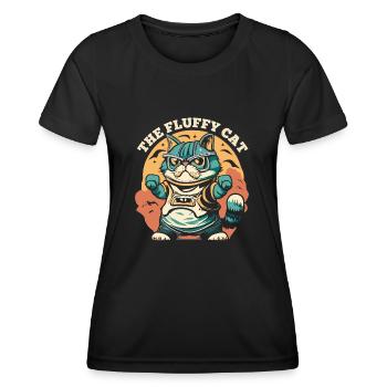The Fluffy Cat - Women's Functional T-Shirt - black - Front - AI Model Female 172 light (172cm)