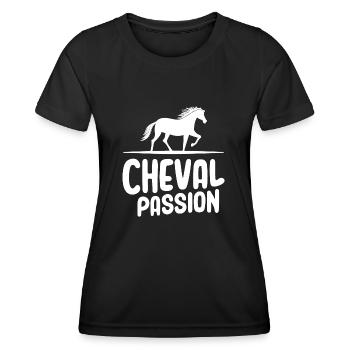 Cheval passion - T-shirt sport Femme - noir - Devant - AI Model Female 172 light (172cm)
