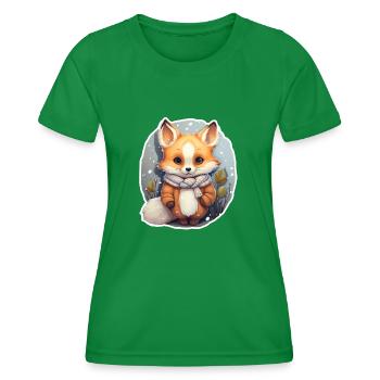 Fuchs im Winterlook - Frauen Funktions-T-Shirt - Kelly Green - Vorne - AI Model Female 172 dark (172cm)