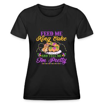 Nourrissez-moi de gâteau des rois et dites-moi que je suis jolie de carnaval - T-shirt sport Femme - noir - Devant - AI Model Female 172 light (172cm)