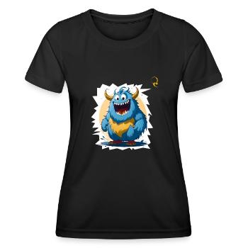 GLÜCKLICHES MONSTER - Frauen Funktions-T-Shirt - Schwarz - Vorne - AI Model Female 172 light (172cm)