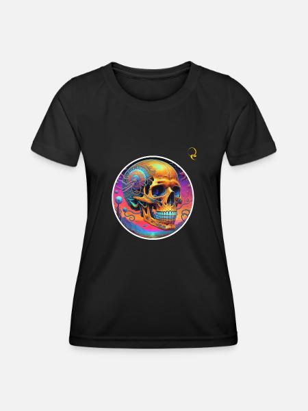 PSYCHEDELISCHER SCHÄDEL - Frauen Funktions-T-Shirt - Schwarz