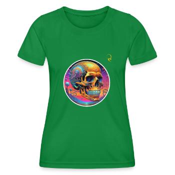PSYCHEDELIC SKULL - Women's Functional T-Shirt - kelly green - Front - AI Model Female 172 dark (172cm)