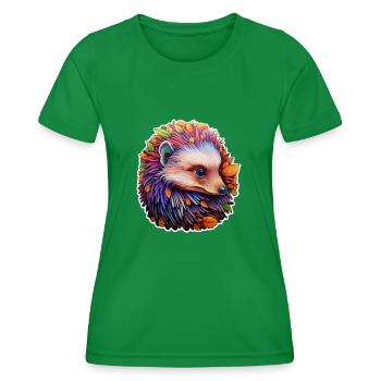 Hedgehog psychedelic - Women's Functional T-Shirt - kelly green - Front - AI Model Female 172 dark (172cm)
