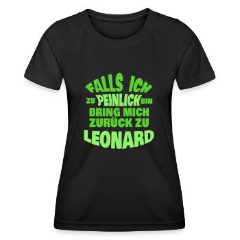 Leonard comme enterrement de vie de garçon - T-shirt sport Femme - noir - Devant - AI Model Female 172 light (172cm)