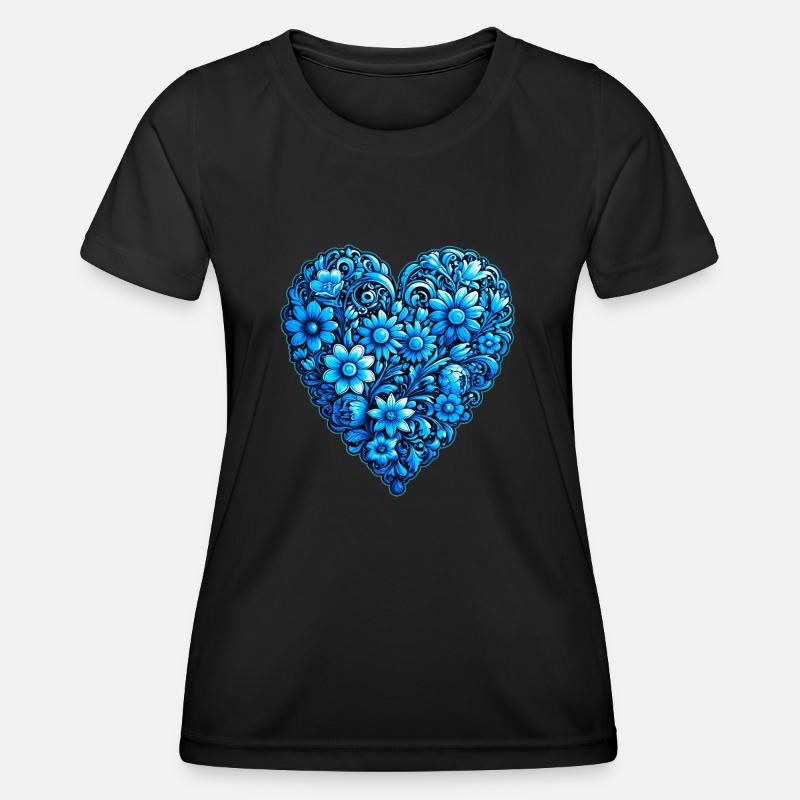 blue heart - Women's Functional T-Shirt - black