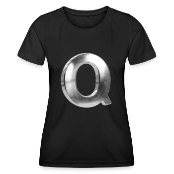Chrome ,, Q " Métallisé - T-shirt sport Femme - noir - Devant - AI Model Female 172 light (172cm)