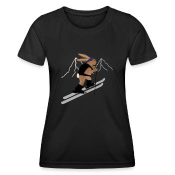 Skitour Hase - Lapin de ski - T-shirt sport Femme - noir - Devant - AI Model Female 172 light (172cm)