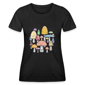mushroom - Women's Functional T-Shirt - black - Front - AI Model Female 172 light (172cm)