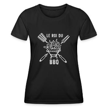 Le Roi Du BBQ , barbecue, grillade - T-shirt sport Femme - noir - Devant - AI Model Female 172 light (172cm)