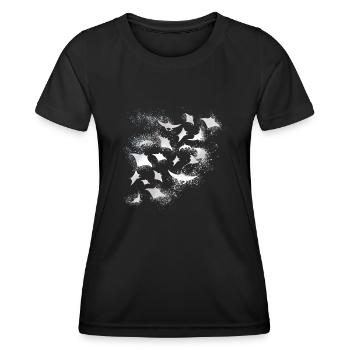 rayons, essaim de rayons, blanc, mer, graffiti, peinture, - T-shirt sport Femme - noir - Devant - AI Model Female 172 light (172cm)