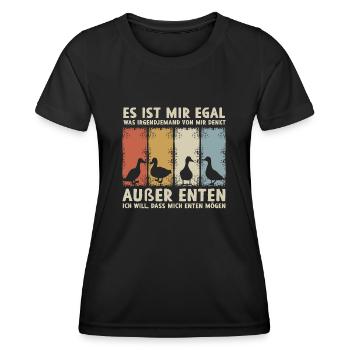 Ente Ich Will Dass Mich Enten Mögen Entenzüchter - Frauen Funktions-T-Shirt - Schwarz - Vorne - AI Model Female 172 light (172cm)