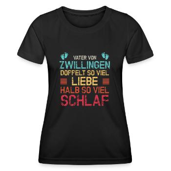 Vater von Zwillingen eineiige zweieiige Geschenk - Frauen Funktions-T-Shirt - Schwarz - Vorne - AI Model Female 172 light (172cm)