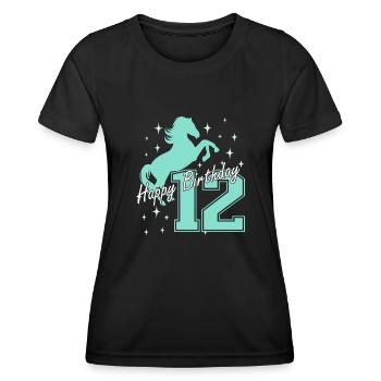 12. Geburtstag Reiten Pferd Reitstall - Frauen Funktions-T-Shirt - Schwarz - Vorne - AI Model Female 172 light (172cm)