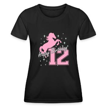 12. Geburtstag Reiten Pferd Reitstall - Frauen Funktions-T-Shirt - Schwarz - Vorne - AI Model Female 172 light (172cm)