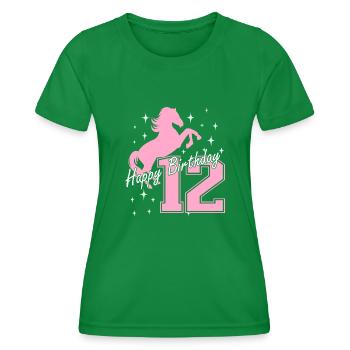 12. Geburtstag Reiten Pferd Reitstall - Frauen Funktions-T-Shirt - Kelly Green - Vorne - AI Model Female 172 dark (172cm)