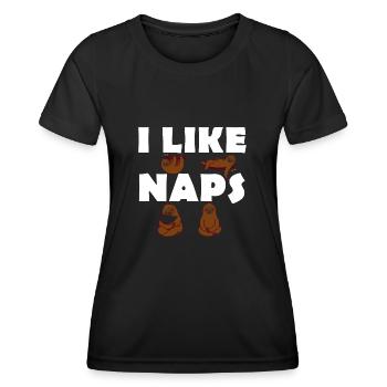 I like Naps - Faultiere - Langschläfer - Frauen Funktions-T-Shirt - Schwarz - Vorne - AI Model Female 172 light (172cm)