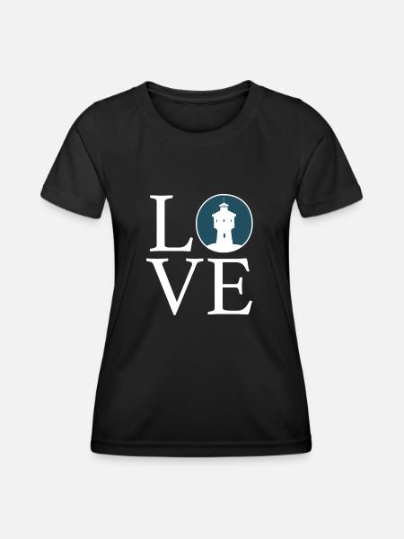 LOVE Langeoog - Frauen Funktions-T-Shirt - Schwarz
