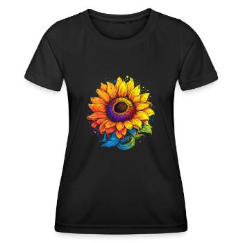 Sonnenblumen Blumenmotiv bunt - Frauen Funktions-T-Shirt - Schwarz - Vorne - AI Model Female 172 light (172cm)
