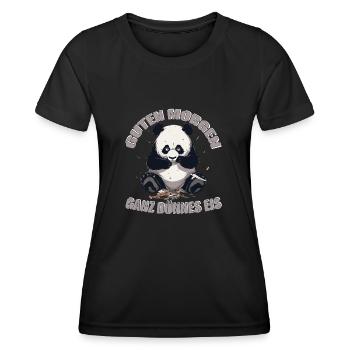 Guten Morgen, ganz dünnes Eis | Panda Edition - Frauen Funktions-T-Shirt - Schwarz - Vorne - AI Model Female 172 light (172cm)