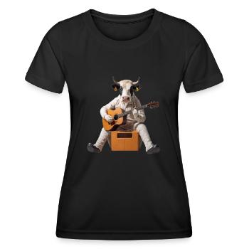 Kuh Ochse Gitarre - Frauen Funktions-T-Shirt - Schwarz - Vorne - AI Model Female 172 light (172cm)