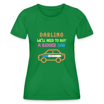 Pregnancy Notification - New Car - Women's Functional T-Shirt - kelly green - Front - AI Model Female 172 dark (172cm)