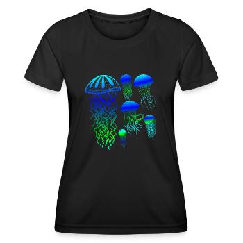 Qualle fuorescent BytheManzanitas - Frauen Funktions-T-Shirt - Schwarz - Vorne - AI Model Female 172 light (172cm)