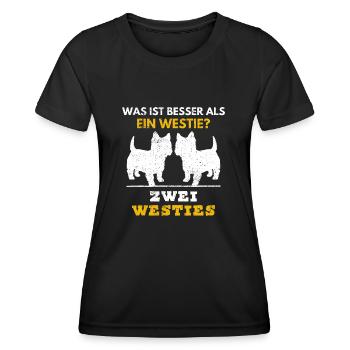 Westie West Highland Hundeliebhaber Hundehalter - Frauen Funktions-T-Shirt - Schwarz - Vorne - AI Model Female 172 light (172cm)