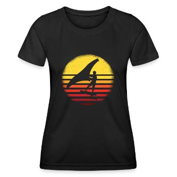 Wing Foiling Surf Foil Surfing Surfer - Women's Functional T-Shirt - black - Front - AI Model Female 172 light (172cm)