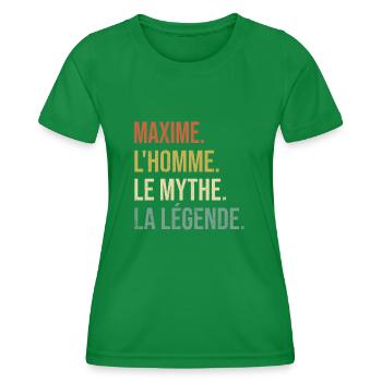 Maxime L'homme Le Mythe La Légende Cadeau Humour - T-shirt sport Femme - vert - Devant - AI Model Female 172 dark (172cm)