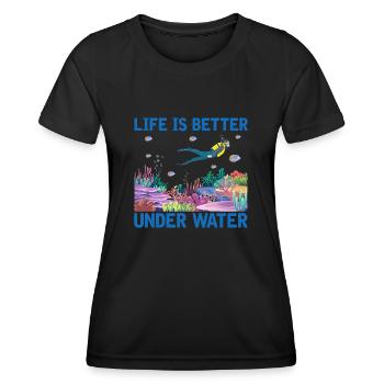 Diving Adventure Divers Sea Ocean - Women's Functional T-Shirt - black - Front - AI Model Female 172 light (172cm)