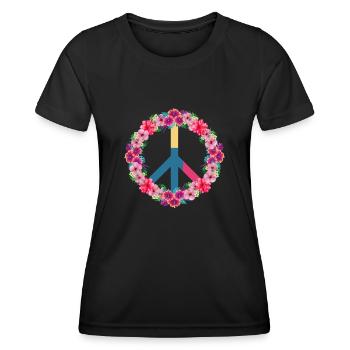 Peace Sign Flowers - Women's Functional T-Shirt - black - Front - AI Model Female 172 light (172cm)