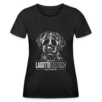 LAGOTTOTASTISCH Lagotto Romagnolo Hundespruch Hund - Frauen Funktions-T-Shirt - Schwarz - Vorne - AI Model Female 172 light (172cm)