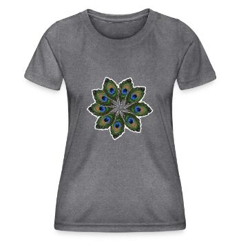 Mandala de plumes de paon - T-shirt sport Femme - mélange sombre  - Devant - AI Model Female 172 light (172cm)
