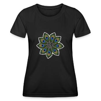 Pfauenfeder Mandala - Frauen Funktions-T-Shirt - Schwarz - Vorne - AI Model Female 172 light (172cm)