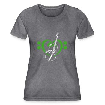 Cœur de clés basses avec contrebasse - T-shirt sport Femme - mélange sombre  - Devant - AI Model Female 172 light (172cm)