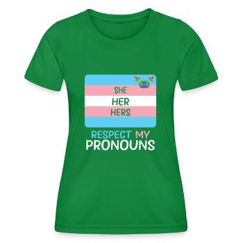 LBGT Flag Gay Pride Human Vintage Rainbow - Women's Functional T-Shirt - kelly green - Front - AI Model Female 172 dark (172cm)