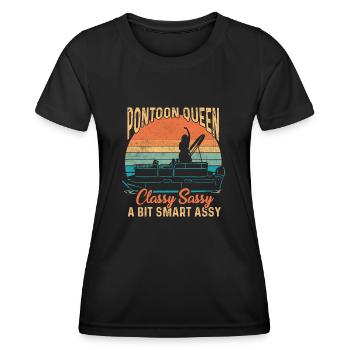 Pontonboot Kapitän Bootfahren See Pontoon - Frauen Funktions-T-Shirt - Schwarz - Vorne - AI Model Female 172 light (172cm)