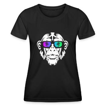 Monkey Affe Urlaub Sonnenbrille Gute Laune Musik A - Frauen Funktions-T-Shirt - Schwarz - Vorne - AI Model Female 172 light (172cm)