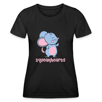 Squeakhearts Mice Funny Animal Puns - Women's Functional T-Shirt - black - Front - AI Model Female 172 light (172cm)