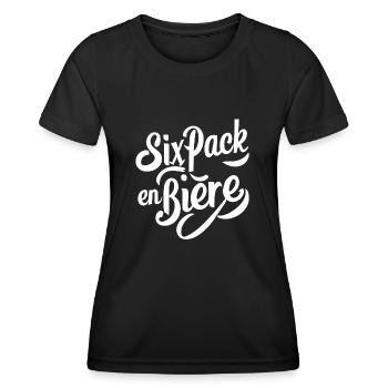 Six pack en bière - T-shirt sport Femme - noir - Devant - AI Model Female 172 light (172cm)