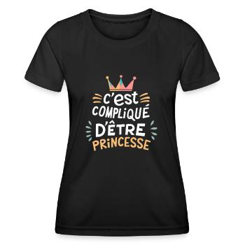 C'est compliqué d'être princesse - T-shirt sport Femme - noir - Devant - AI Model Female 172 light (172cm)