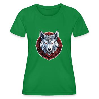 Wolf Tattoo - Women's Functional T-Shirt - kelly green - Front - AI Model Female 172 dark (172cm)