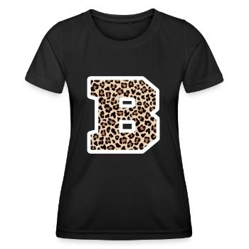 Buchstabe B Leopardenmuster - Geschenkidee zum Geburtstag - Frauen Funktions-T-Shirt - Schwarz - Vorne - AI Model Female 172 light (172cm)