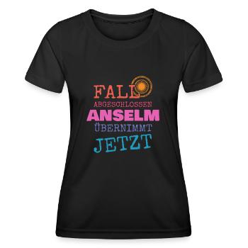 Cadeau pour Anselme - T-shirt sport Femme - noir - Devant - AI Model Female 172 light (172cm)