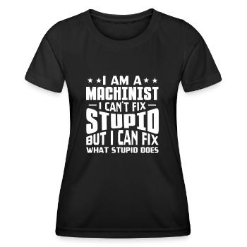 Je suis machiniste Je ne peux pas réparer stupide Je répare quoi - T-shirt sport Femme - noir - Devant - AI Model Female 172 light (172cm)