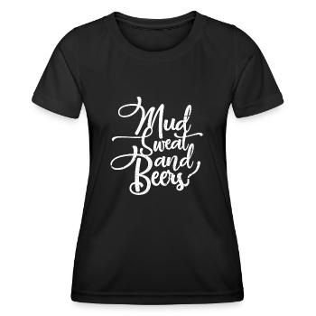 De la boue, de la sueur et des bières - T-shirt sport Femme - noir - Devant - AI Model Female 172 light (172cm)